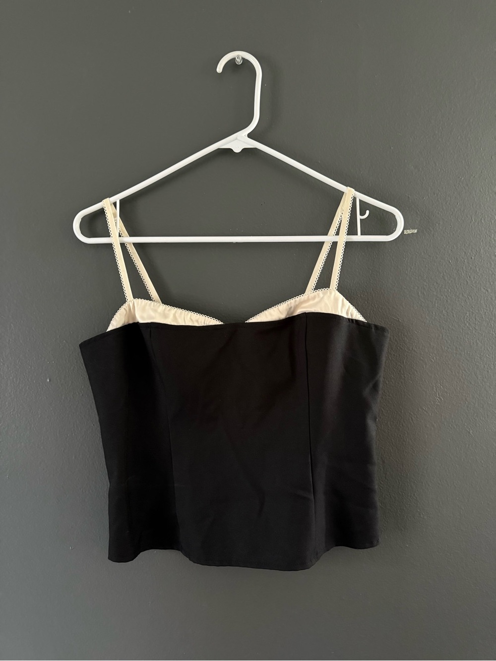 Black Bustier Top with Cream Straps